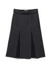 Prada Double Wool Midi-skirt In Gray