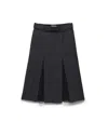 Prada Pleated Wool-silk Midi Skirt In Gray
