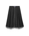 Prada Double Wool Midi-skirt In Slate Gray