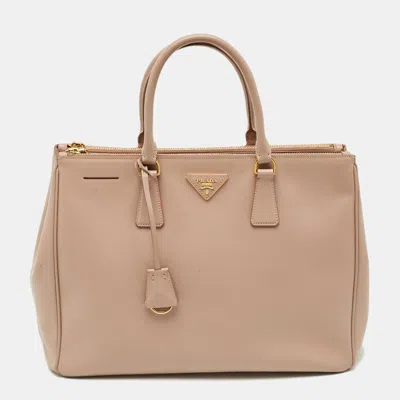 Pre-owned Prada Double Zip Large Blush Pink Saffiano Lux Leather Tote