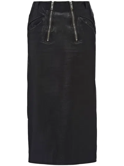 PRADA DOUBLE-ZIP LEATHER PENCIL SKIRT