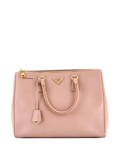 Pre-owned Prada Double Zip Lux Saffiano Leather Large Tote Bag In Neutral