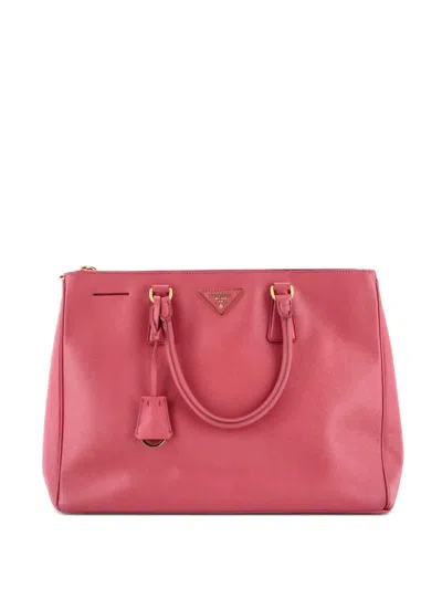 Pre-owned Prada Double Zip Lux Saffiano Leather Large Tote Bag In Pink