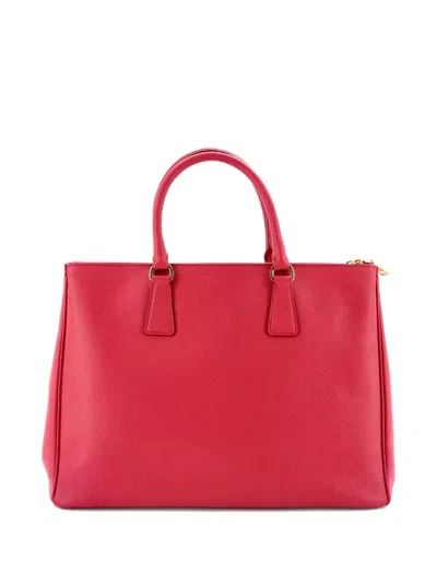 Pre-owned Prada Double Zip Lux Saffiano Leather Large Tote Bag In Pink