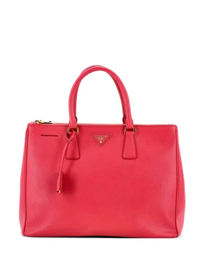 Pre-owned Prada Double Zip Lux Saffiano Leather Large Tote Bag In Pink