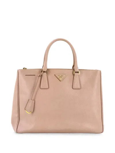 Pre-owned Prada Double Zip Lux Saffiano Leather Large Tote Bag In Pink
