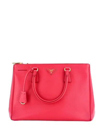 Pre-owned Prada Double Zip Lux Saffiano Leather Large Tote Bag In Pink