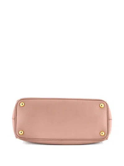 Pre-owned Prada Double Zip Lux Saffiano Leather Medium Tote Bag In Neutral