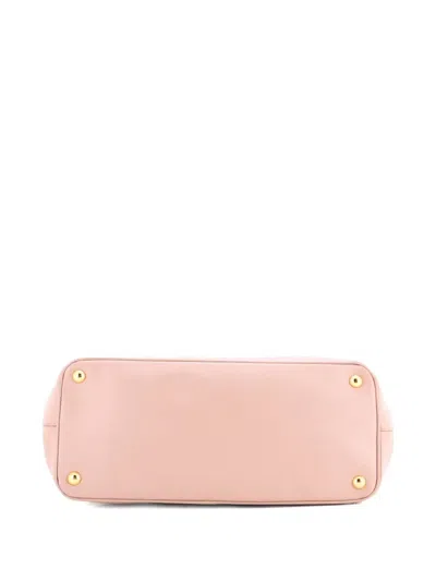 Pre-owned Prada Double Zip Lux Saffiano Leather Medium Tote Bag In Pink
