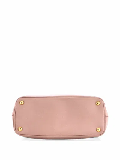 Pre-owned Prada Double Zip Lux Saffiano Leather Small Tote Bag In Pink