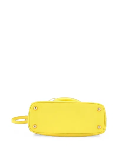 Pre-owned Prada Double Zip Lux Tote Saffiano Leather Mini Satchel In Yellow