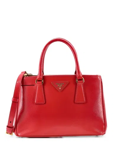 Pre-owned Prada Double Zip Lux Vernice Saffiano Leather Mini Tote Bag In ピンク