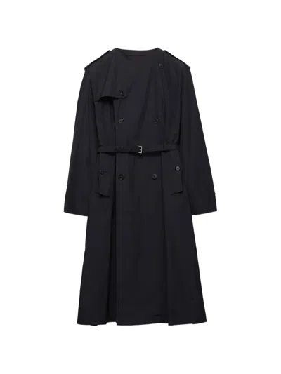 Prada Double-breasted Belted Coat In Brown
