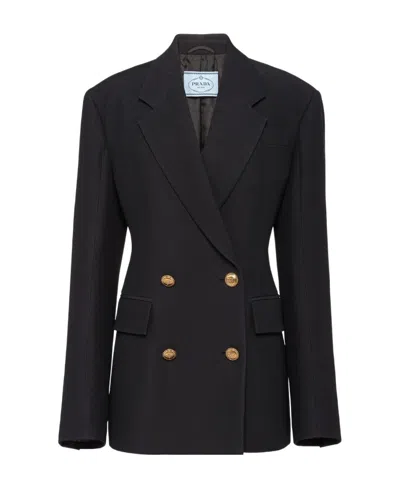 Prada Double-breasted Blazer In Black