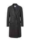 Prada Double-breasted Coat In Blue