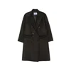 Prada Double-breasted Coat In Black