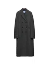 Prada Double-breasted Gingham-checked Mouliné Wool Coat In Gray