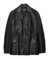 Prada Double-breasted Nappa Leather Caban Jacket In Black
