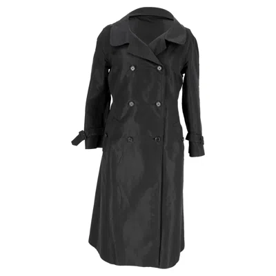Pre-owned Prada Double-breasted Trench Coat With Pockets In Black Silk
