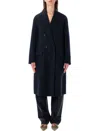Prada Double-breasted Wool Cashmere Coat In Blue