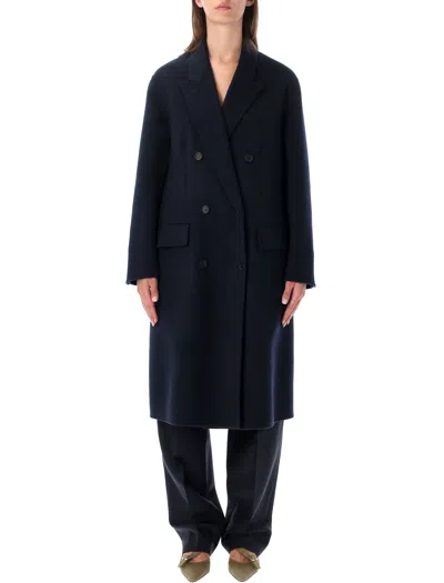 Prada Double-breasted Wool Cashmere Coat In Blue