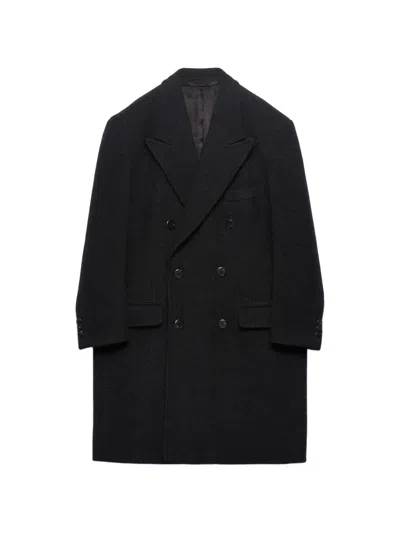 Prada Double-breasted Wool Coat In Black