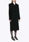 Prada Double-breasted Wool Coat In Black