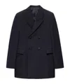 Prada Double-breasted Wool Jacket In Blue