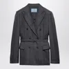 Prada Double-breasted Wool Jacket With Check Pattern In Gray