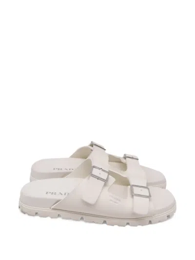 Pre-owned Prada Double-buckled Strap Sandals In White