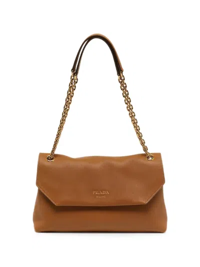 Pre-owned Prada Doux Chain-strap Shoulder Bag In Brown