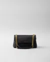 Prada Medium Leather Shoulder Bag In Black