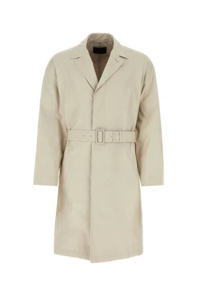 Prada Dove Grey Cotton Blend Overcoat