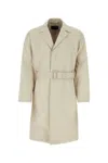Prada Structured Coats With Chic Touches In Grey