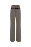 Prada Women Wool Tech Trousers With Printed Belt In Gray