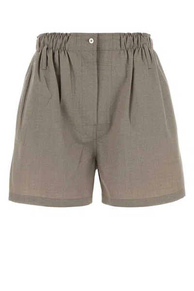 Prada Dove Grey Wool Shorts In Nude