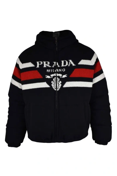 Prada Logo-embellishment Padded Jacket In Blue