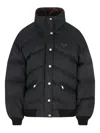 Prada Padded High Collar Coat With Zippered Pockets In Black