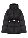 Prada Belted Re-nylon Down Jacket In Black
