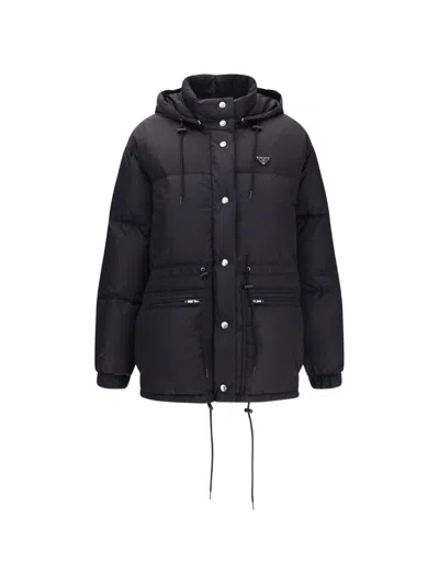 Prada Down Jacket In Re-nylon In Black