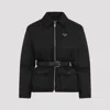 Prada Re-nylon Down Jacket With Belt In Nero