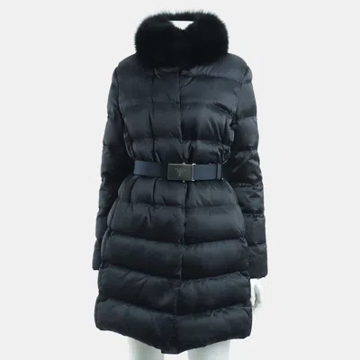 Pre-owned Prada Down Padded Navy Blue Nylon Jumper Size Xxs
