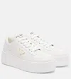 Prada Downtown Bold Leather Platform Sneakers In Pink