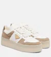 Prada Downtown Bold Leather Platform Sneakers In White