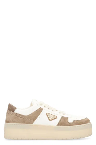 Prada Downtown Bold Nappa Leather And Suede Sneakers In Multi