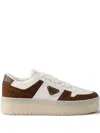 Prada Downtown Bold Platform Triangle-logo Sneakers In Brown