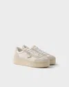 Prada Downtown Bold Nylon And Suede Sneakers In Neutral