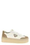 Prada Downtown Bold Nylon And Suede Sneakers In Transparent