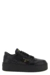 Prada Downtown Bold Leather Sneakers In Black