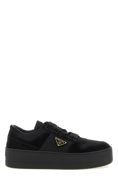 Prada Urban Lace Up Re Nylon Platform Sneakers In Black